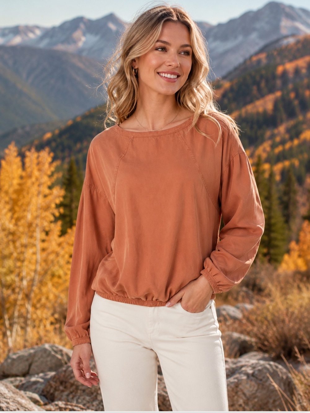 NWT‎ Prana Women’s Lavender Bay Top in Terra Relaxed Fit Tencel Casual Comfort